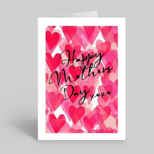 Happy Mother's Day Watercolour Hearts