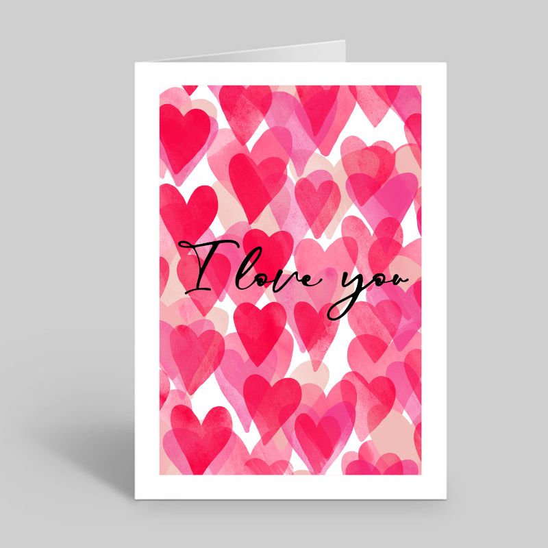 Happy Valentines Day Watercolour Hearts