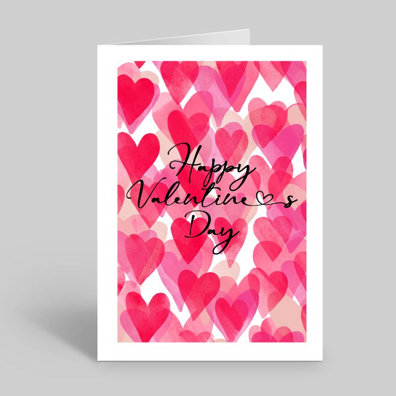 Happy Valentines Day Watercolour Hearts